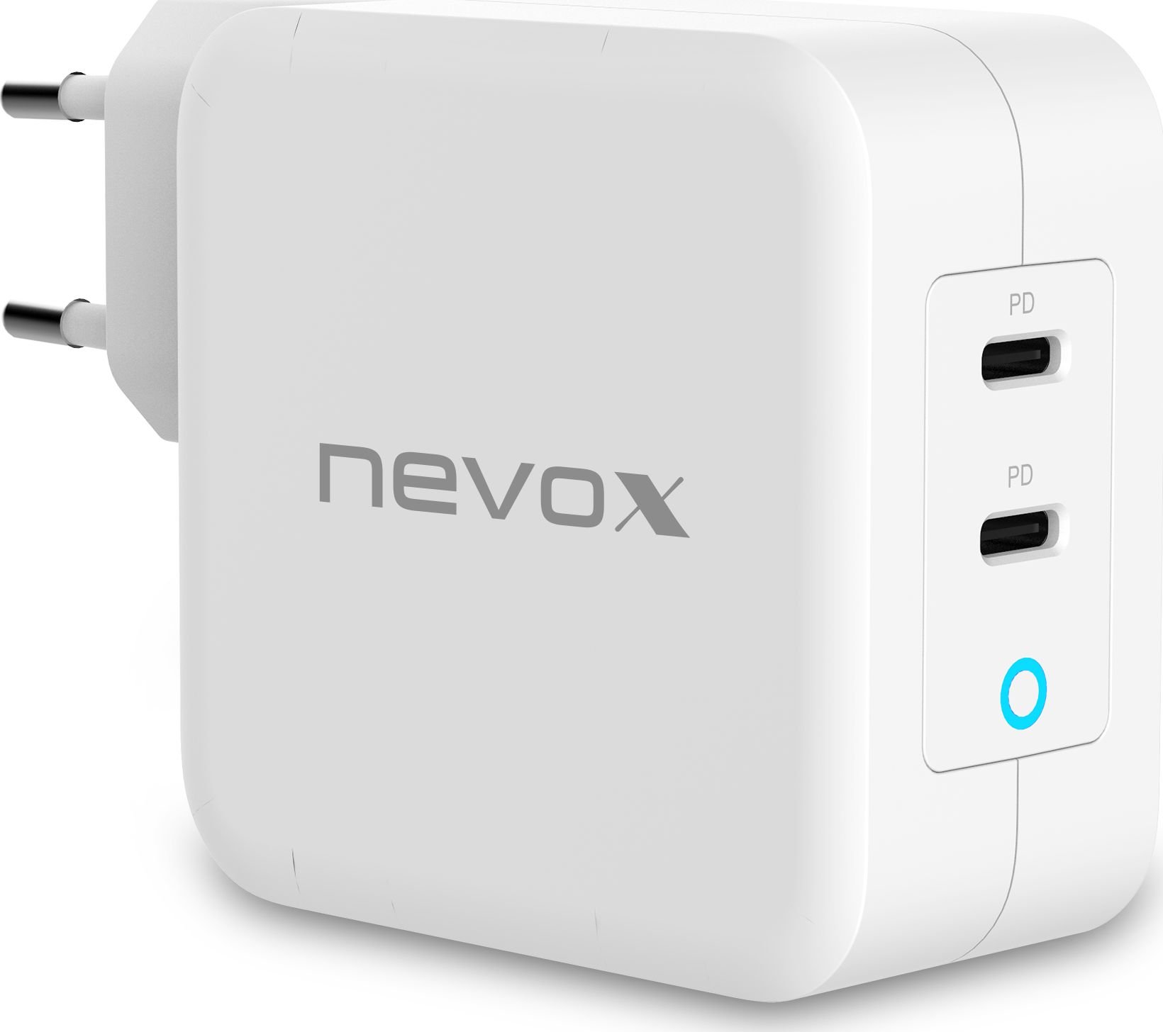 Incarcatoare telefoane - Incarcator priza fast charge 100W NEVOX, 2 x USB-C Power Delivery (PD), GaN, alb