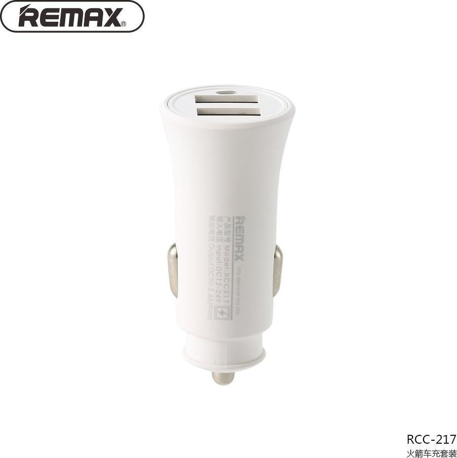 Incarcator Remax Incarcator auto REMAX ROCKET 2xUSB 2.4A RCC217 alb