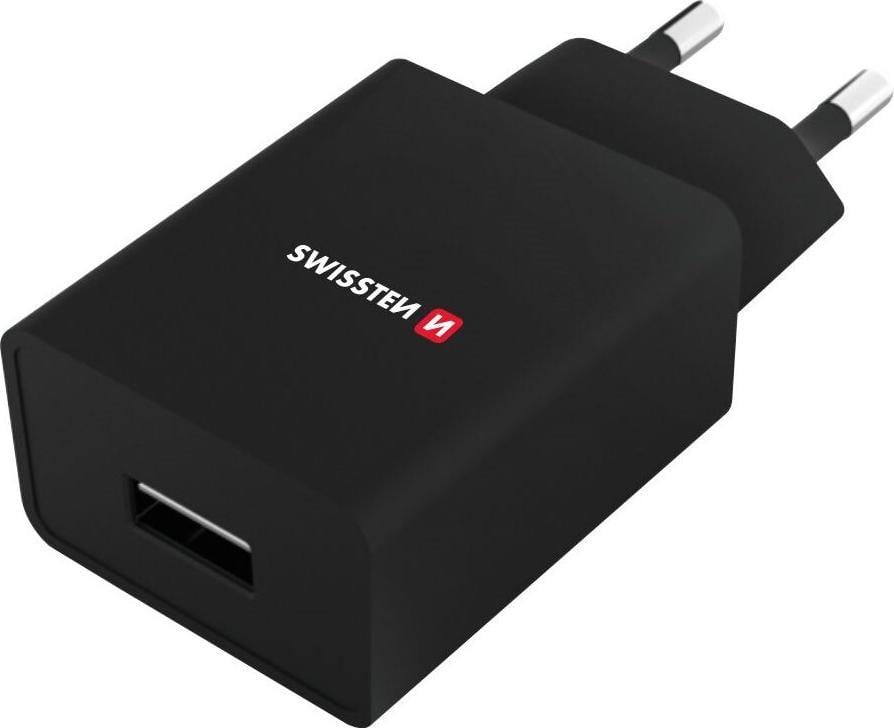 Incarcator retea Swissten Smart IC cu cablu USB Tip-C, 1A, 1.2m, 1 X USB, Negru