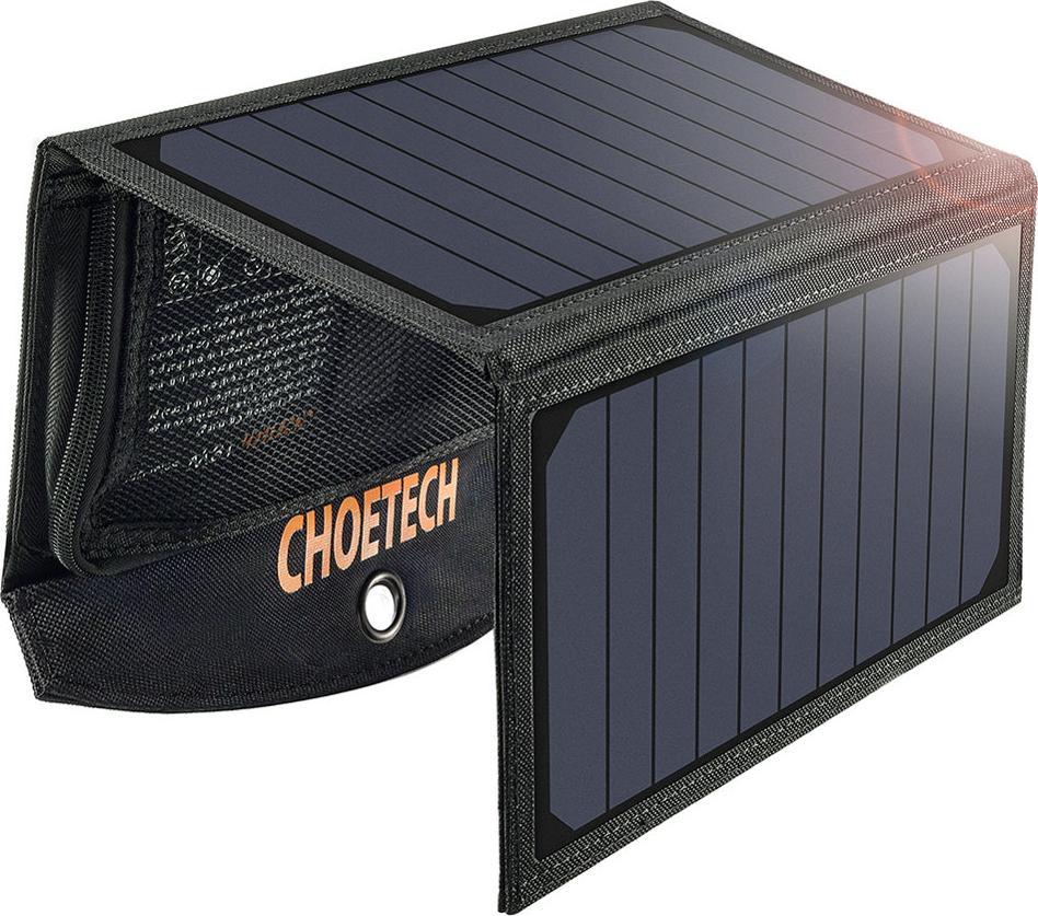 Incarcator solar Choetech Incarcator solar pliabil Choetech solar fotovoltaic 19W 2x USB 2.4A negru (SC001)