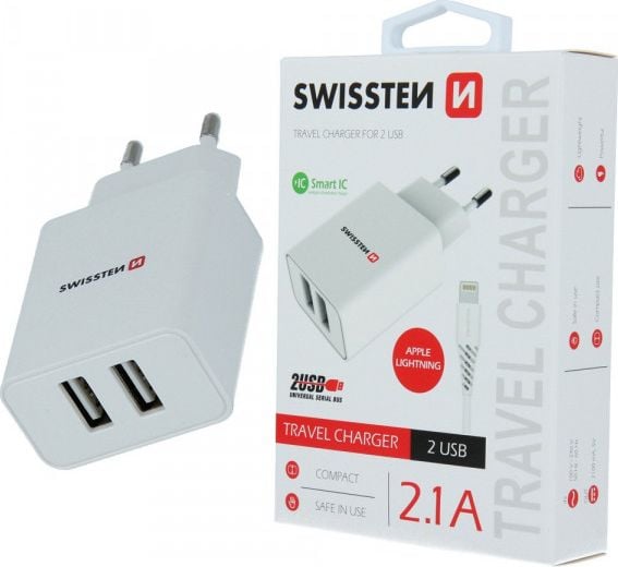 Încărcător Swissten 2x USB-A 2.1 A (52451)