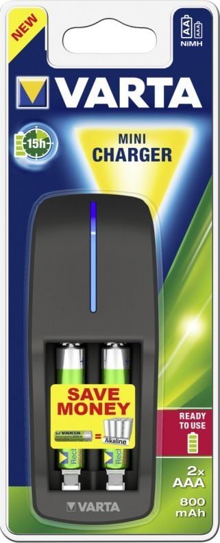 Incarcator Varta Mini Charger 57646, AA/AAA + 2 acumulatori AAA 800 mAh