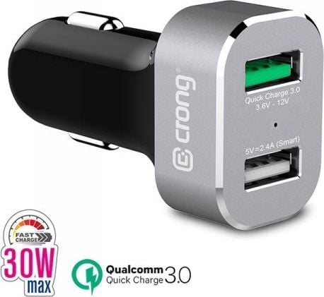 Încărcător Crong Power 2x USB-A 3A (CRG-PWRC-USB30-ALU)