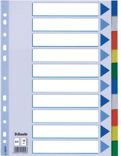 Etichete autoadezive - Index A4 Esselte, Plastic, cu 10 Separatoare Colorate