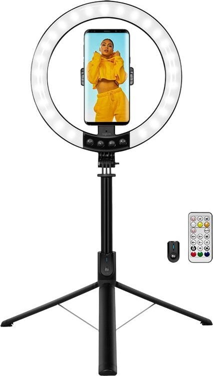 Inel Led selfie 25 cm cu lumina LED RGB, trepied extensibil, Logilink, I-SMART-RING25T, AA0156