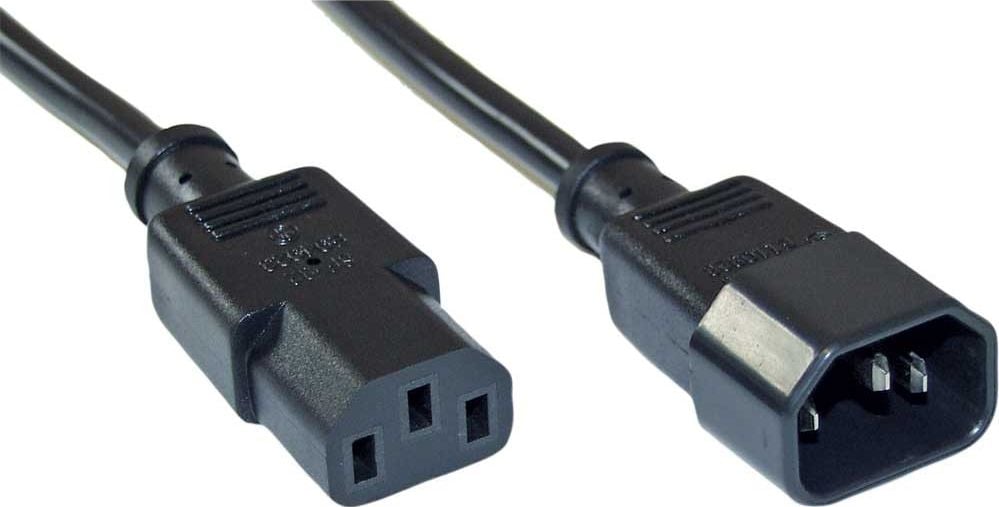 InLine Cablu de alimentare 3 pini IEC C13 la C14 mascul negru la femelă 0,3 m