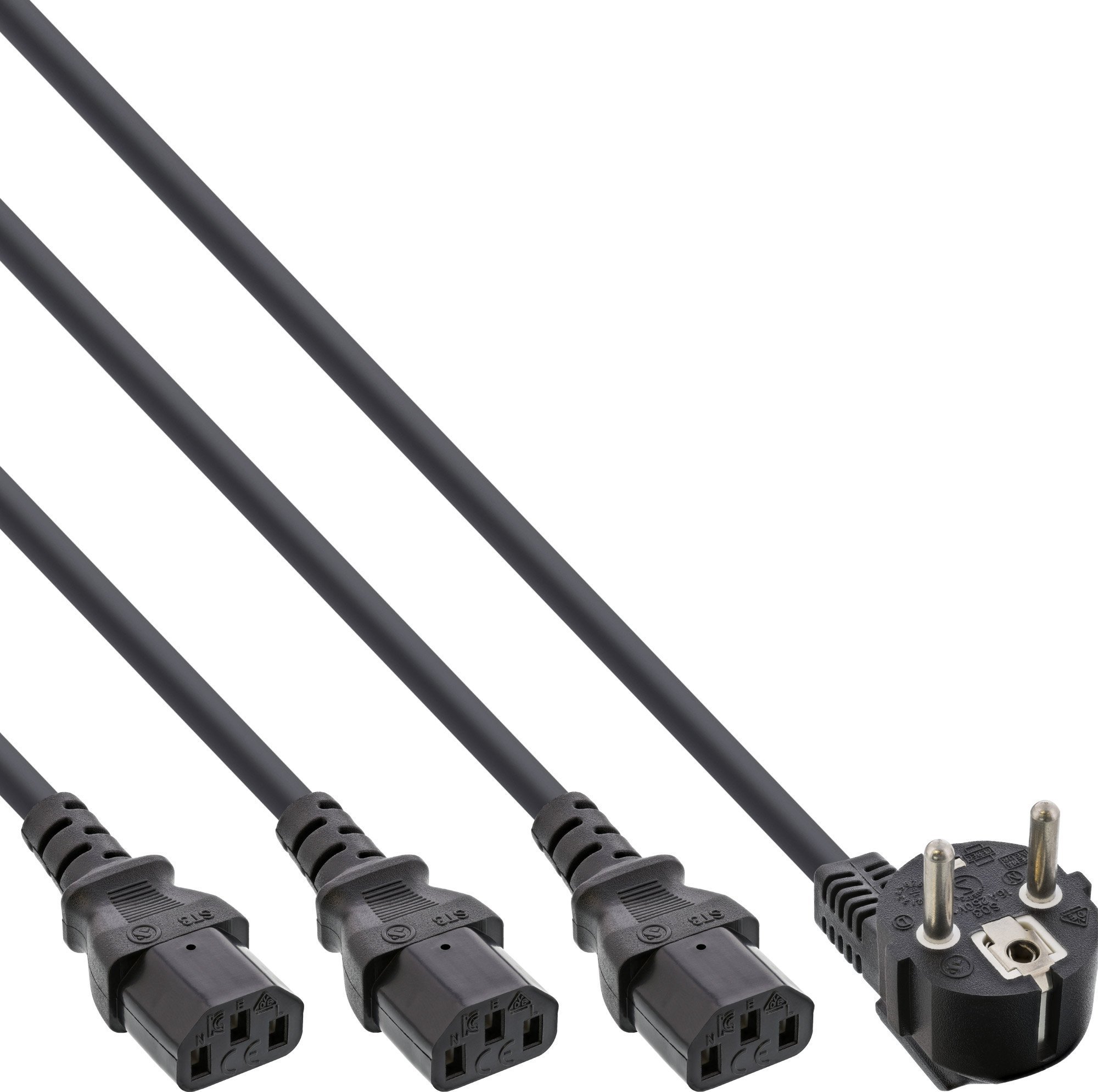 InLine InLine® cablu Y-Power 1x mufa germană tip F la 3x mufe IEC negru 3m