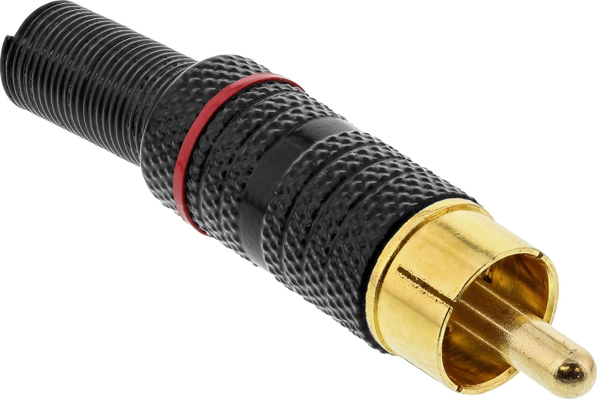 InLine InLine® mufa metal RCA tata pentru lipit, inel negru, rosu, pentru cablu de 6 mm