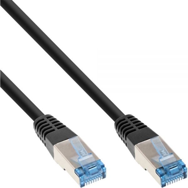 Cablu inline InLine - Patch Cable - RJ-45 (M) to RJ-45 (M) - 50cm - SFTP, PiMF - CAT 6a - Outdoor, Round, Stranded - Black (72855S)