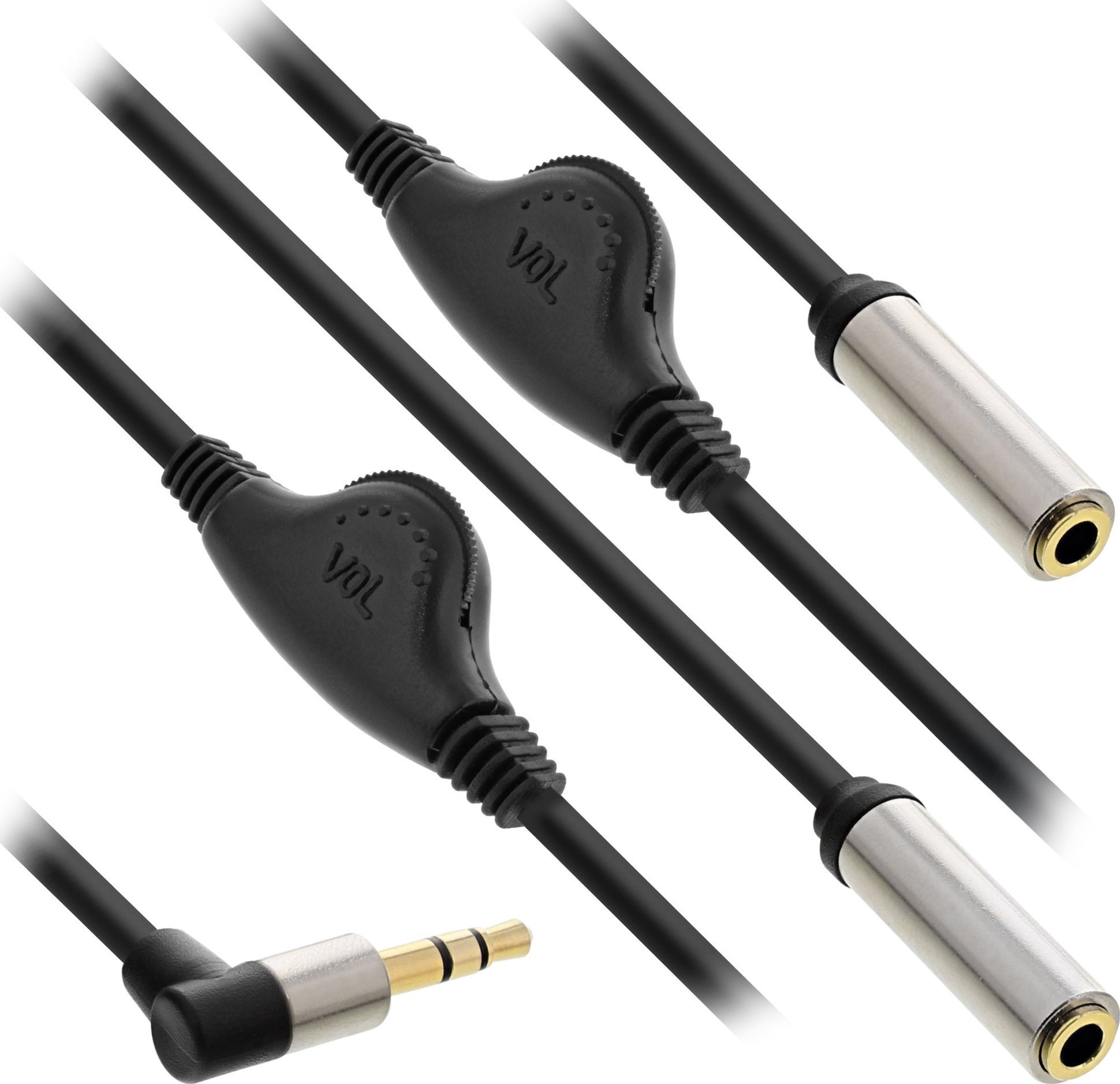 InLine InLine® Slim Audio Y-Cable 3,5 mm M înclinat la 2x F, cu control al volumului 0,25 m