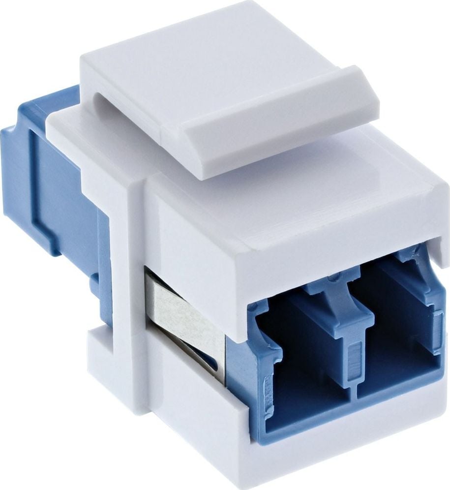 InLine Keystone Fiber Adapter Snap-in alb duplex LC / LC, MS, albastru, maneca ceramica