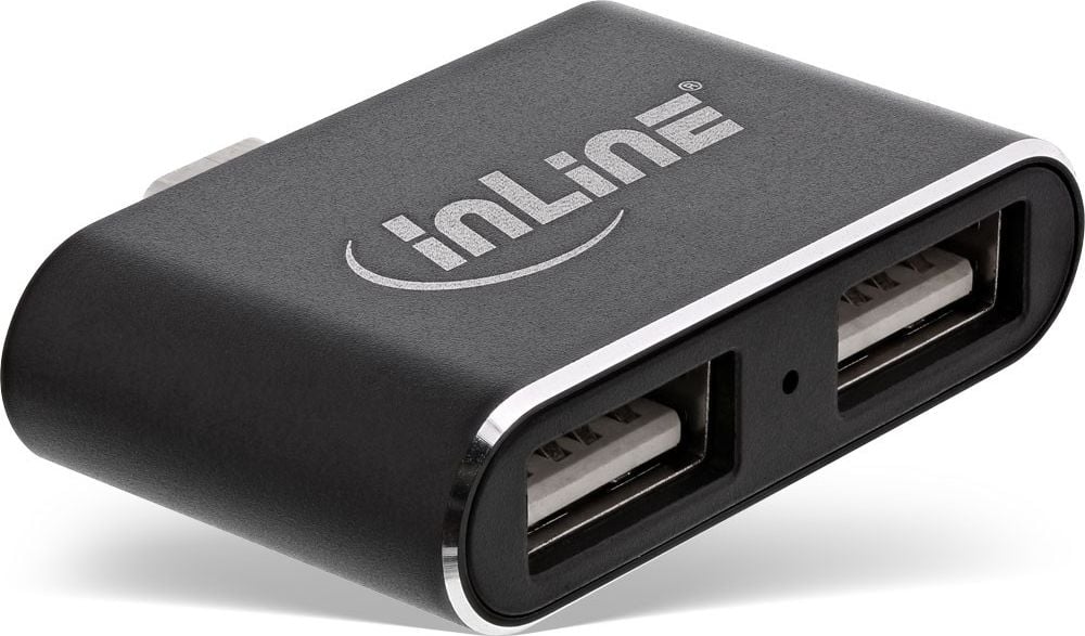 InLine Mini USB 2.0 Hub, USB CM - 2x USB AF, negru