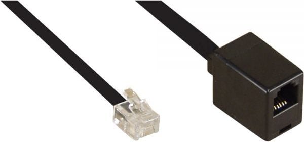 Cablu inline RJ12 modular de cablu, 6P6C de sex masculin-feminin, negru, 2m (18832)