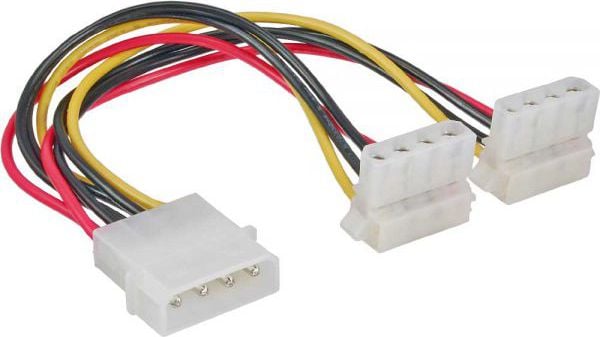 Cablu inline Kabel zasilania 4 Pin Molex na 2x 4 Pin Molex, kątowy 0.15m - 29659W