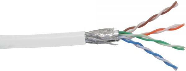 Cablu inline Patchcord sieciowy SF/UTP, Cat.5e, AWG26, CCA, PVC, alb, 100m (72099W)