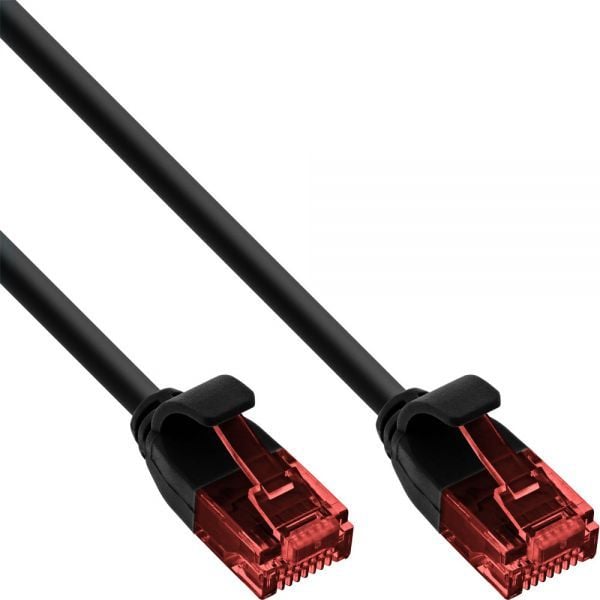 RevizuireaInLine Patchcord Slim U / UTP, Cat.6, 1m (71211S) in romana InLine Patchcord Slim U / UTP, Cat.6, 1m (71211S) este un cablu de patchare subtire care poate fi utilizat pentru a conecta echipamente de retea, cum ar fi routere, switch-uri sau