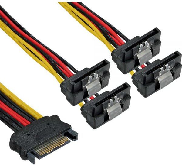 Cablu inline SATA Cablu de alimentare - 4x SATA conectati snaps unghiulare la capetele 0,15M (29683V)