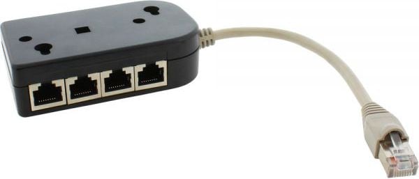 Cablu inline ISDN splitter 1 la 8, negru, 0.15m, cu o rezistenta (69938)