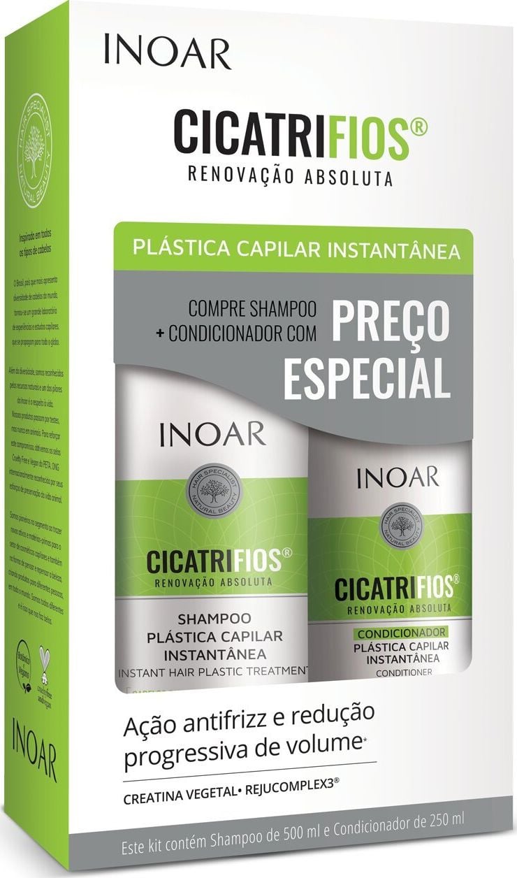 Inoar Plauko struktūrą atkuriantis rinkinys INOAR CicatriFios Duo Kit: šampūnas 500 ml + kondicionierius 250 ml
