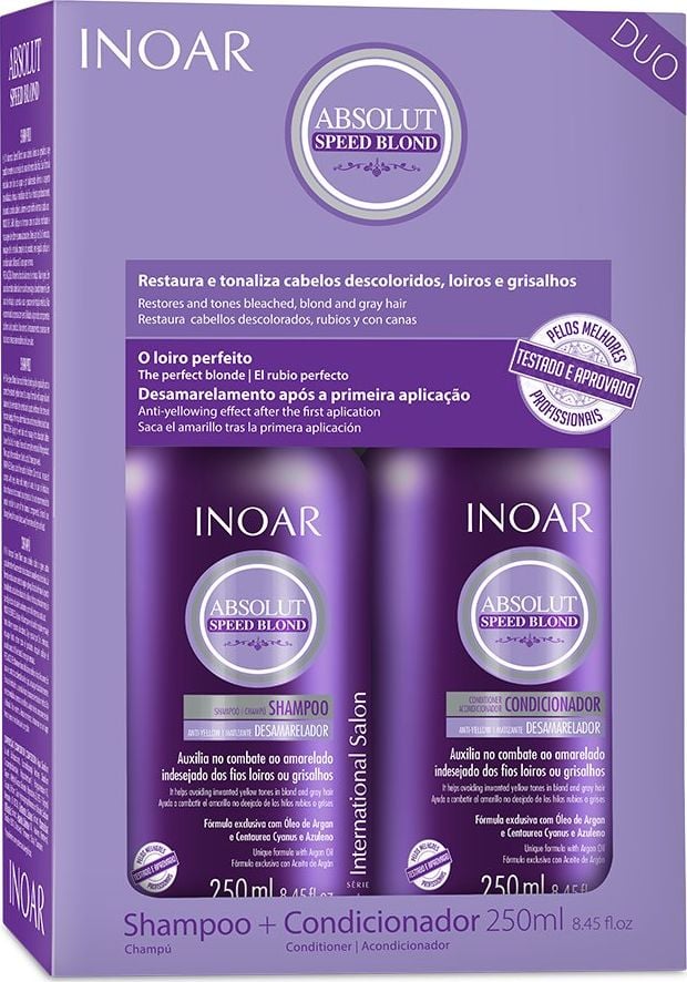 Inoar Speed Blond i Siwe po keratynie Zestaw, 8239421