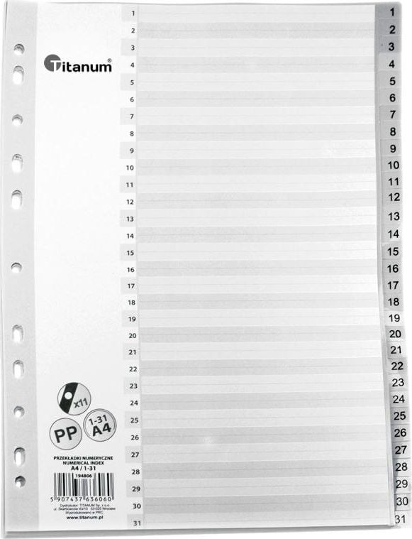 Etichete autoadezive - Inserții Titan TITANUM A4 1-31 Pp In31 Titan