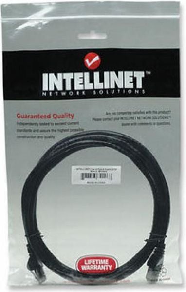 Cabluri si accesorii retele - Cablu de retea neecranat torsadat , Intellinet , RJ45 Cat6 UTP,100% cupru , 1m , negru