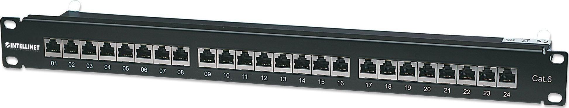 Patch Panel Intellinet 720038 STP, Categoria 6, 24 de porturi, Conector RJ-45, Negru