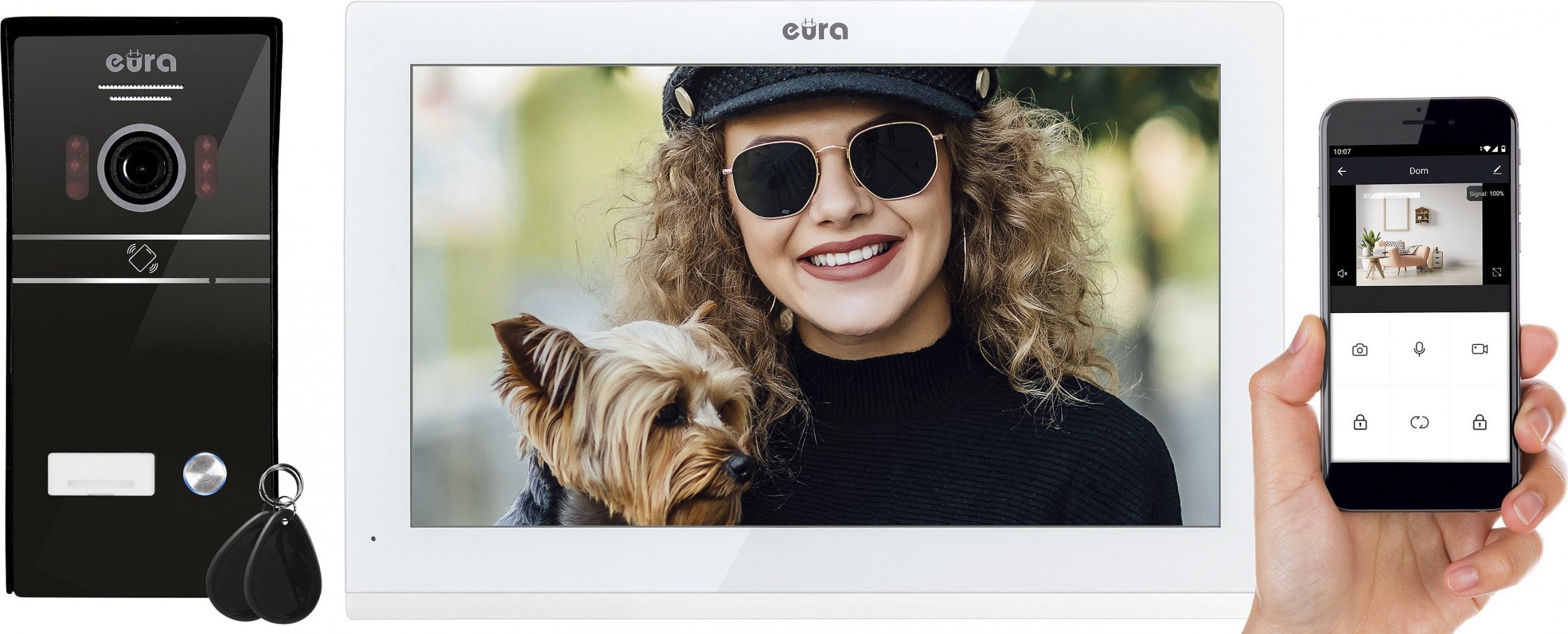 Interfon video Eura EURA VDP-98C5 - alb, tactil, LCD 10'', AHD, WiFi, memorie imagine, SD 128GB