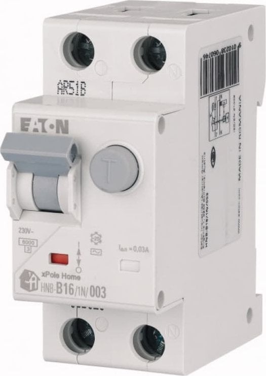 Întrerupător de circuit rezidual Eaton 2P 6A B 0,03A tip A xPole Home HNB-B6/1N/003-A 195130