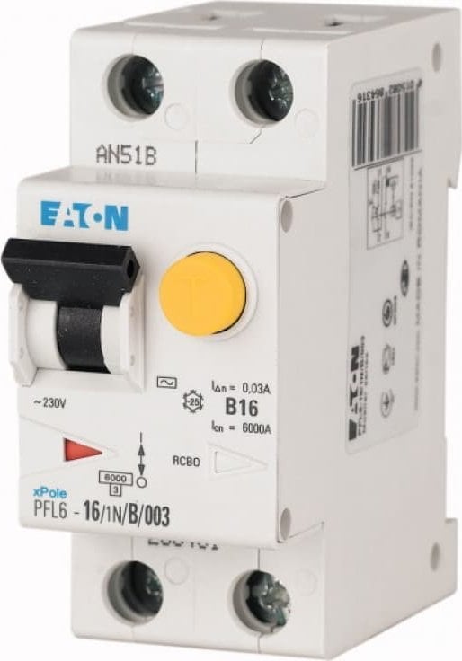 Întrerupător rezidual Eaton 1P+N 10A 0.03A tip AC PFL6-10/1N/B/003 286429