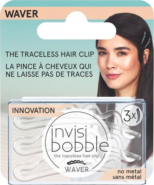 Invisibobble INVISIBOBBLE_Waver Clips de păr The Traceless Hair Clip Crystal Clear Black 3 buc.