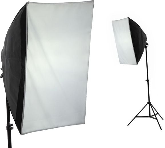 Set iluminat de studio IShoot, Softbox 50x70cm, trepied 220cm, negru, becuri 85W(400w)