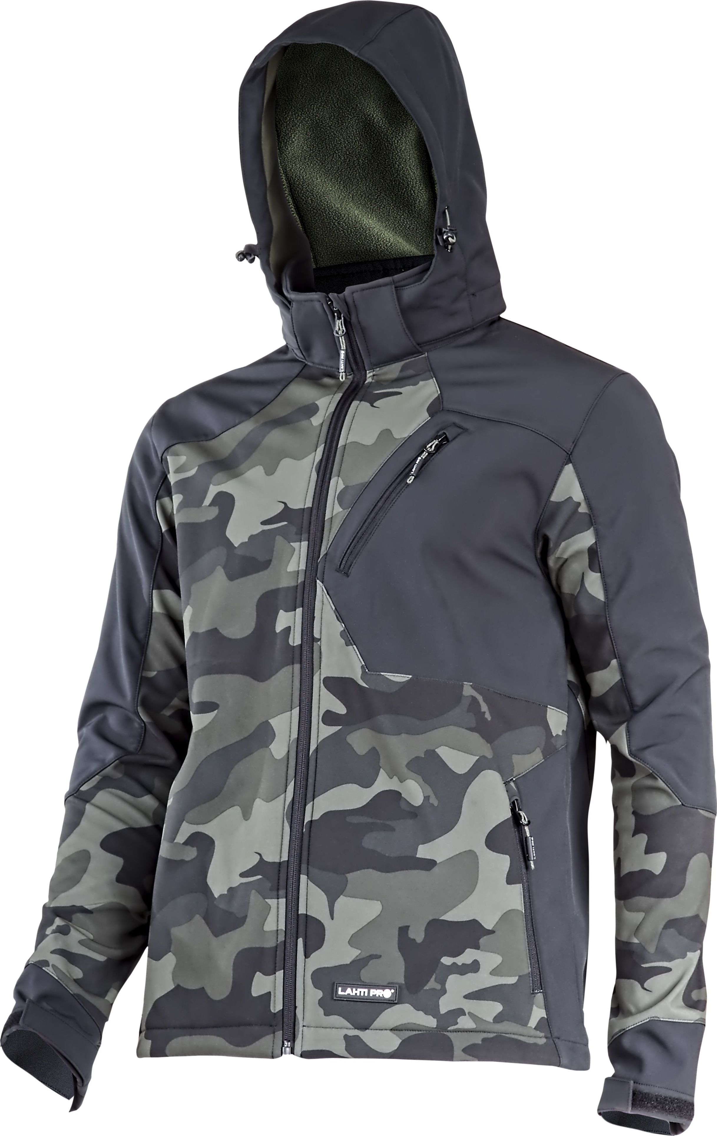 JACHETA LAHTI PRO SOFTSHELL CU GLUGA. CAMO VERDE-NEGRU, `2XL`, CE, LAHTI