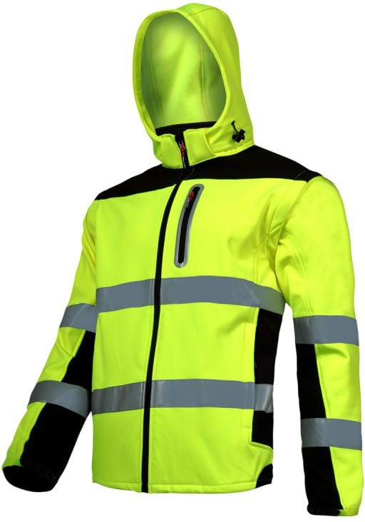 Jachetă softshell Lahti Pro Hi-Vis cu mâneci detașabile, galbenă, mărimea S (L4091901)