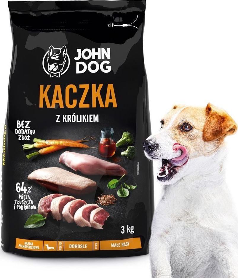 John Dog John Dog małe rasy kaczka z królikiem 3kg