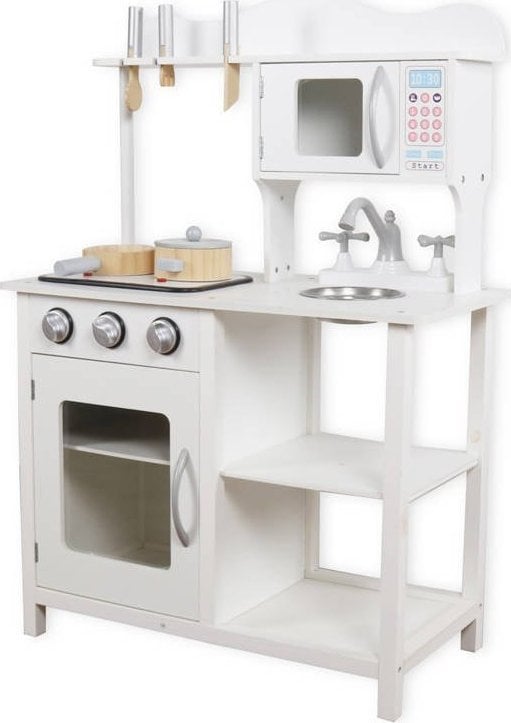 Jokomisiada Bucătărie din lemn alb pentru copii cu inducție ZA4127