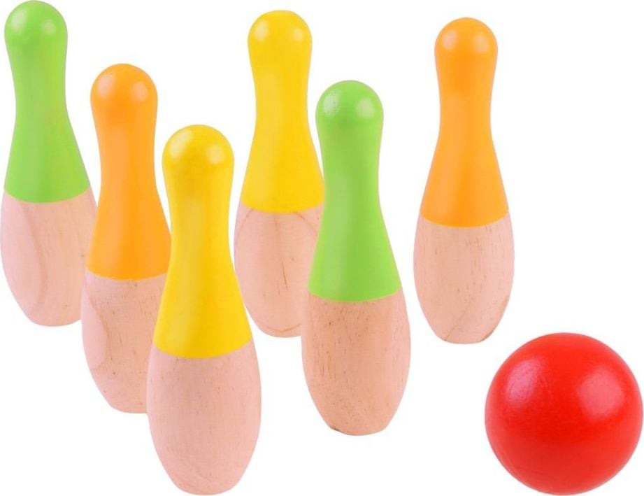 Jokomisiada Mingi de bowling din lemn colorate SP0668 pentru copii