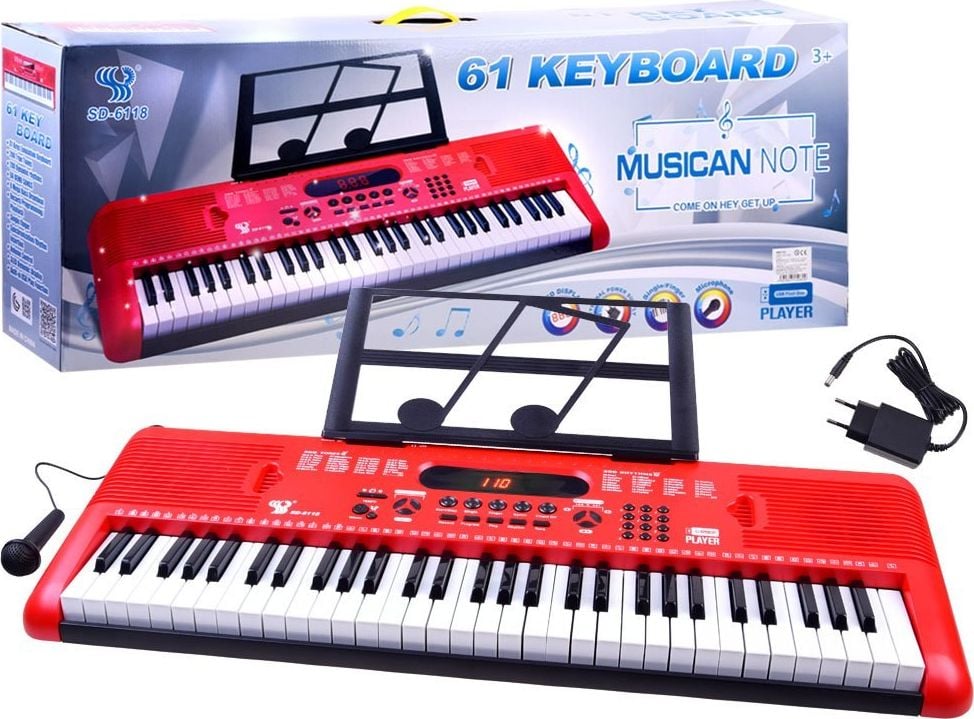 Jokomisiada Organa Tastatură cu microfon 61kl roșu IN0132
