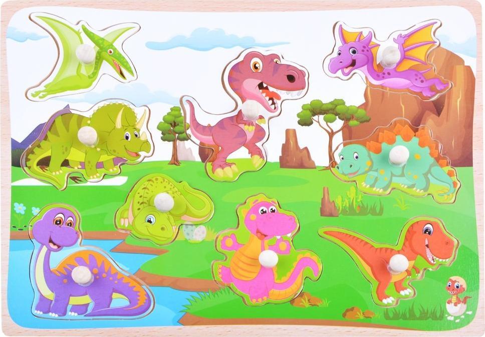 Jokomisiada Puzzle din lemn Puzzle cu dinozauri 9 piese ZA3595