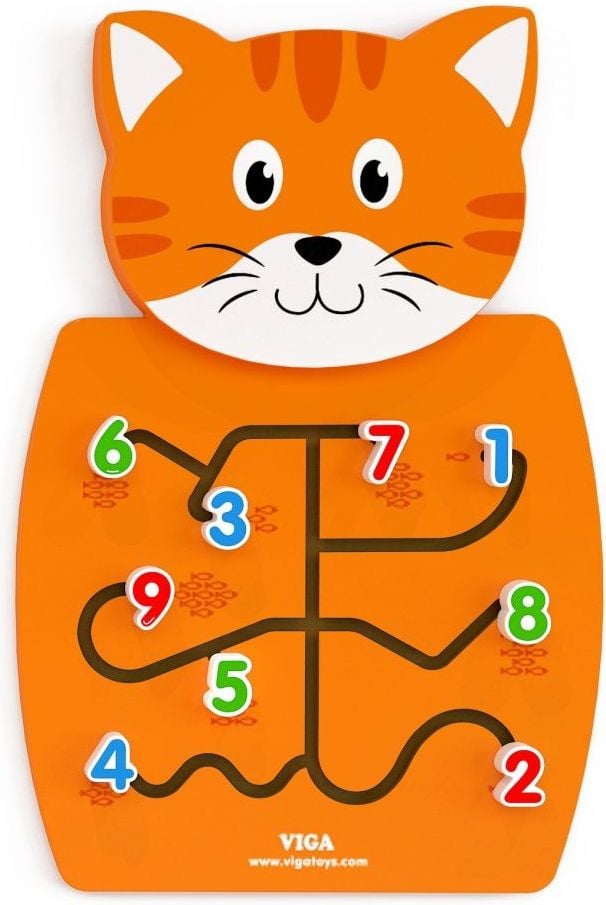 Jucarie educativa in forma de pisicuta, Nefere, 55 cm x 36 cm x 3 cm, Portocaliu