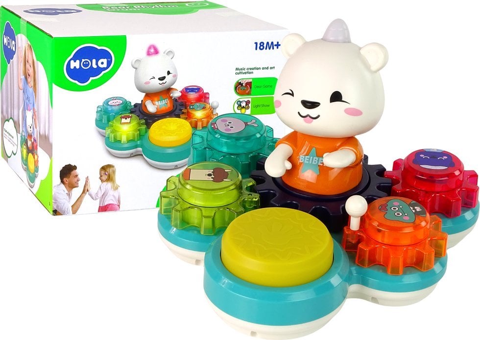 Jucărie interactivă educațională LeanToys pentru bebeluși care se joacă cu ursuleț