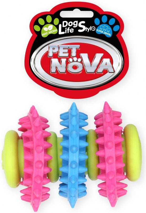 Jucarie stomatologica pentru caine Pet Nova, Os dintat, 7 cm, Parfum de menta