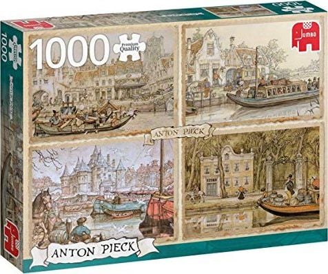 Puzzle 1000 piese Jumbo - Canal Boats, Anton Pieck