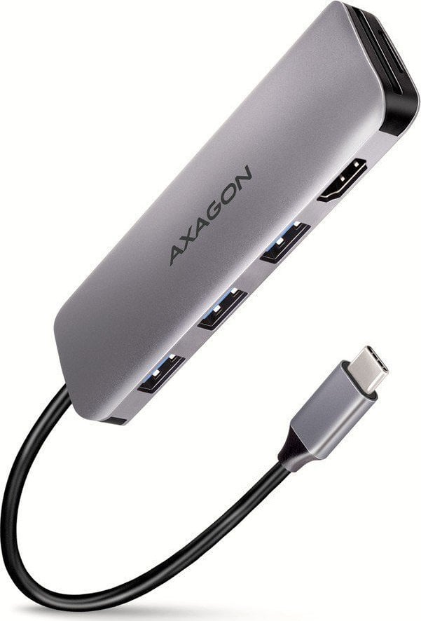 Kabel Axagon AXAGON HMC-HCR3A, USB 3.2 Gen 1 hub, porty 3x USB-A, HDMI 4k/30Hz, SD/microSD, kabel USB-C 20cm