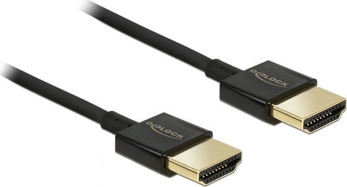 Cabluri si adaptoare - Cablu High Speed HDMI cu Ethernet T-T 3D 4K 0.5 m Slim Premium, Delock 84786