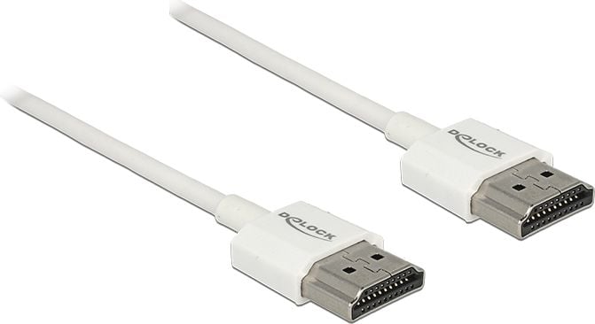Cablu HDMI v2.0 3D 4K T-T 2m Slim Premium Alb, Delock 85137