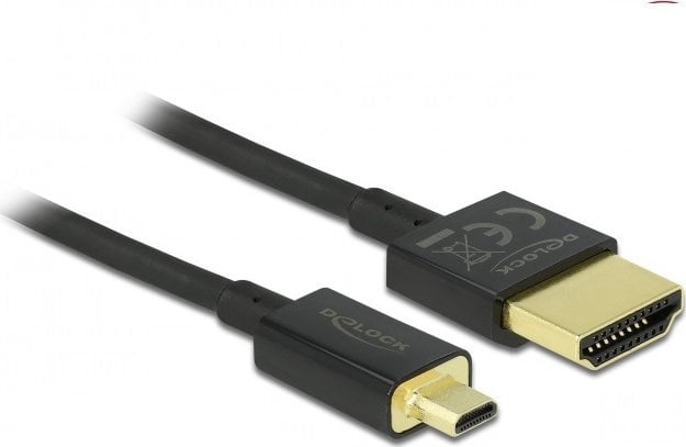 Cablu HDMI la micro HDMI-D T-T 3D 4K 2m Slim Premium, Delock 84783