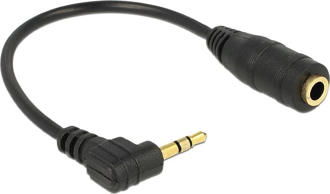 Cablu audio Stereo 2.5 mm T in unghi la 3.5 mm M 3 pini, 14 cm, Delock 65397