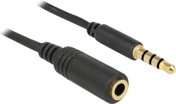 Cabluri si adaptoare - Cablu prelungitor (extensie) Audio Stereo Jack 3.5 mm tata - mama IPhone 4 pin 1 m, Delock - 84666