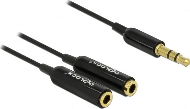 Splitter audio stereo Delock, 3.5 mm, 2xStereo, 25 cm, Negru